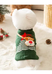 Christmas dog knitted sweater cute deer pet winter apparel detail view warm puppy clothing