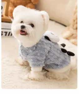 Schattige warme fleece huisdier pluche hoodie voor kleine honden katten winter detailweergave