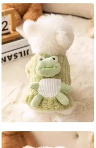 Leuke cartoon kikkers hond fleece kleding winter warme huisdierkleding voor kleine honden