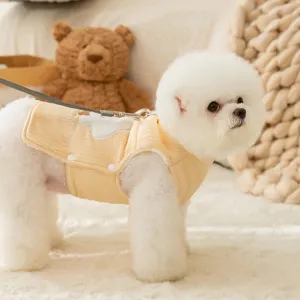 Caldo gilet invernale per cani con anello guinzaglio, vestiti in cotone per cani di piccola taglia.