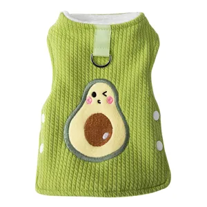 Gilet per cani ricamato con avocado carino caldi vestiti invernali per animali domestici