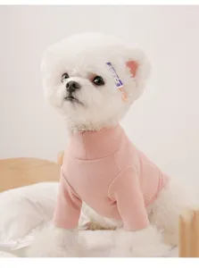Pet autumn winter thermal turtleneck sweater pink stretchy cozy clothes for dogs and cats warm