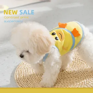 Carino gilet con bretelle per cani da compagnia stampa anatra cartone animato primavera estate