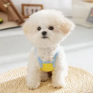 Simpatico gilet per cani colorblock estivo sottile abbigliamento con bretelle per cucciolo