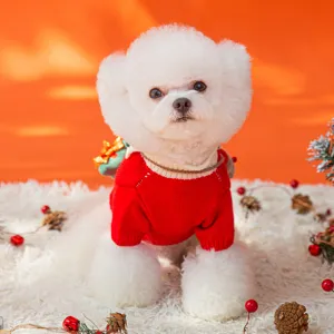 Maglione lavorato a maglia di Natale rosso per animali, vestito caldo cane gatto autunno inverno.