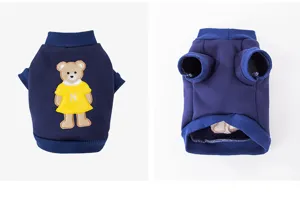 Cute cartoon bear pet sweatshirt dog clothes blue two-legged apparel for small dogs cats