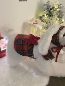 Weihnachten Haustier Karostrock und süße Hasenmütze Set für Hunde Katzen Winter warme Kleidung