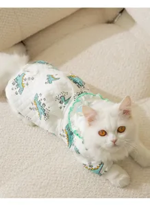Cute cat autumn winter warm four-legged jumpsuit soft cotton dinosaur print pet clothing