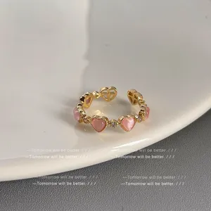 Koreanischer Stil ins Mikro-Zirkon Ring Damen Nische High-End offener verstellbarer trendiger Ring