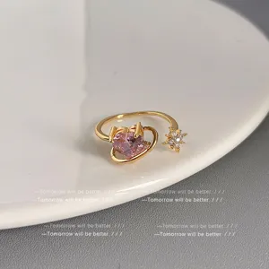 Koreanischer Stil Zirkon Ring Damen Nische High-End offener verstellbarer Fingerring