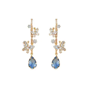 18K Vergoldete Ohrclips Ohne Loch Elegante Zirkonia Künstliche Perle Schmetterling Blume Ohrklemmen Damen Mode Schmuck