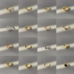 Minimalistische Zirkon offene Ringe Set, schicke koreanische verstellbare Fingerringe Damen.