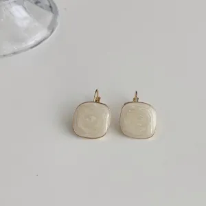 Elegant square drop oil earrings for women, chic 14k gold plated minimalist ear studs jewelry.
