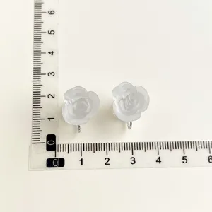 Frosted white rose flower clip-on earrings for non-pierced ears, elegant floral design jewelry.