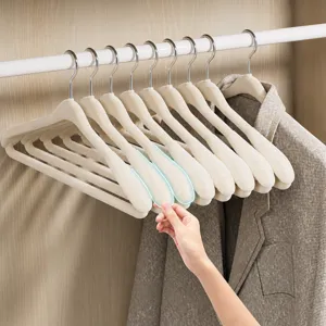 Flocked Velvet Clothes Hangers Non Slip Wide Shoulder Heavy Duty Coat Hangers Trace Proof Space Saving Closet Hanger