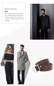 Stylish men brown leather belt with metal pin buckle classic design for daily wear