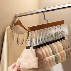 Appendiabiti in legno con clip multiple per cappelli calze e biancheria armadio