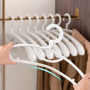 White plastic clothes hangers wide shoulder seamless design durable heavy duty main view