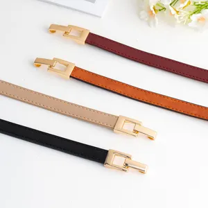 Ceinture Fine en Cuir PU Minimaliste pour Femme avec Boucle à Ardillon en Alliage