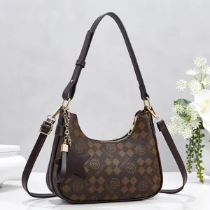 Women's Fashion Checkerboard Shoulder Bag PU Leather Retro Underarm Bag Casual Commuter Handbag Elegant Daily Purse