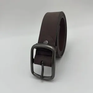Mens casual faux leather belt with metal pin buckle solid color daily wear stylish accessory