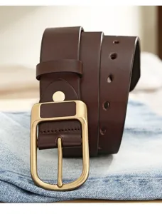 Classic men leather belt with metal pin buckle casual jeans belt daily wear stylish accessory