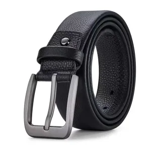 Men's Business Casual PVC Leather Belt Classic Pin Buckle Solid Color Adjustable Waist Belt For Jeans Pants