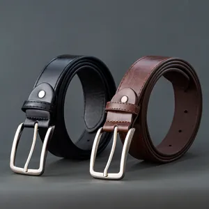 Men's Vintage Casual PU Leather Belt Retro Pin Buckle Metal Alloy Business Jeans Tooling Pants Waist Belt