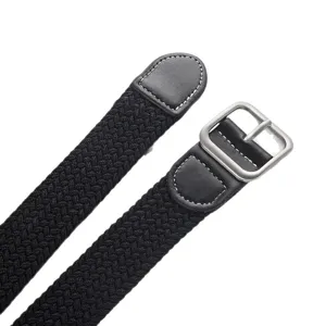 Schwarzer geflochtener Stretchgürtel für Damen und Herren, elastischer Gürtel mit Metallschnalle.