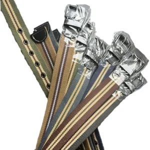 Canvas belt for women casual striped pin buckle jeans belt wholesale multi-color set