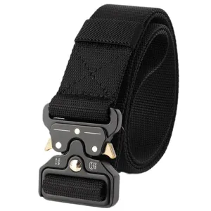 Cinturón táctico para hombre con hebilla metálica de liberación rápida correa de nailon