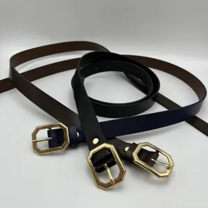 Cintura Sottile Casual in TPU da Donna Moda Cintura Versatile con Fibbia Geometrica in Lega Dorata per Abito Uso Quotidiano