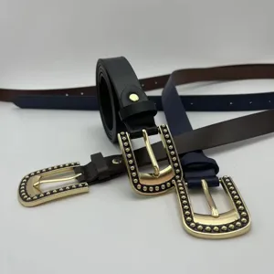 Cintura fina de moda para mujer con hebilla cuadrada elegante accesorio de cintura