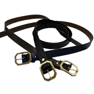 Donna TPU cintura sottile set con elegante fibbia ottagonale dorata per abito casual