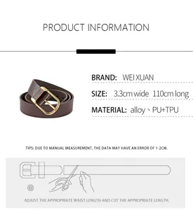 Classic men PU leather belt retro casual minimalist waist belt for jeans 110cm length