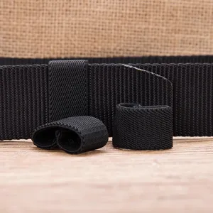 Cinturón de lona negro y accesorios de trabilla elástica para moda de exterior mujer casual