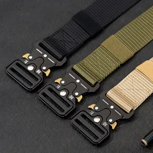 Ceinture Tactique en Nylon pour Hommes Boucle Métallique à Dégagement Rapide Ceinture Militaire en Toile Ceinture Extérieure Décontractée
