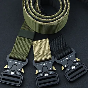 Ceinture en toile tactique pour hommes avec boucle à dégagement rapide en métal robuste militaire
