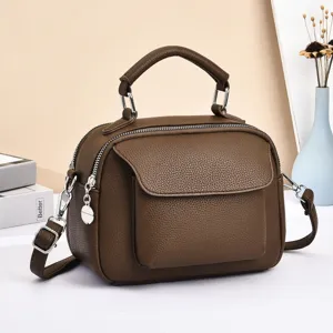 Women Soft PU Leather Crossbody Bag Large Capacity Multi-Compartment Casual Shoulder Handbag Versatile Daily Purse