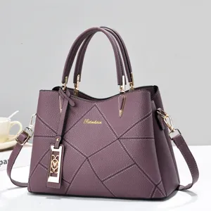 Classic purple leather tote bag, stylish shoulder and crossbody bag for modern women.