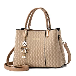Versatile large capacity women's handbag stylish khaki top handle messenger bag for daily use