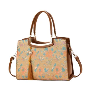 New Chinese style embroidered handbag, large capacity stylish shoulder bag for daily commute.