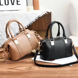 Sac Boston en Cuir PU pour Femmes Sac à Main Grande Capacité Bandoulière Épaule Minimaliste Trajet Quotidien Sac Cabas