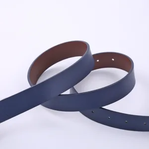 Dames casual smalle TPU riem in donkerblauw met bruine voering, elegant en veelzijdig.
