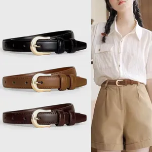 Ceinture Fine en Cuir PU Minimaliste pour Femme Boucle Ardillon Décontractée Polyvalente Bande de Taille Accessoires de Pantalon