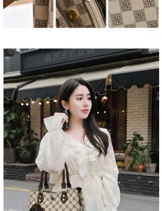 Chic monogram bucket bag for women, stylish crossbody shoulder bag with premium canvas.