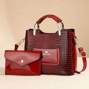 Women PU Leather Crocodile Pattern Bucket Bag Fashion Shoulder Handbag Large Capacity Casual Commuter Purse