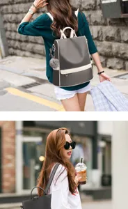 Women Oxford Cloth Backpack Fashion Casual Travel School Bag Daily Daypack Dark Grey