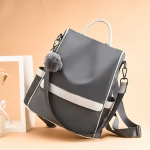 Oxford Cloth Casual Backpack For Women Large Capacity Travel School Bag Color Block Waterproof Daily Daypack