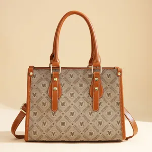 Stylish large capacity women tote bag canvas shoulder handbag for daily office commute wear.